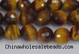 CTE1828 15.5 inches 8mm faceted round yellow tiger eye beads
