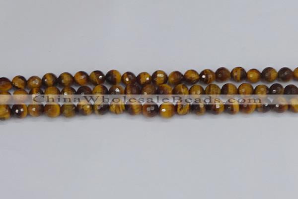 CTE1828 15.5 inches 8mm faceted round yellow tiger eye beads