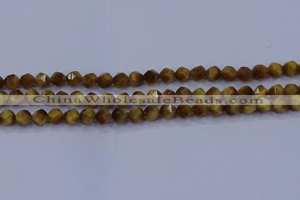 CTE1901 15.5 inches 6mm faceted nuggets golden tiger eye beads