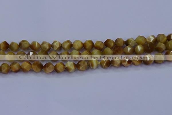 CTE1902 15.5 inches 8mm faceted nuggets golden tiger eye beads