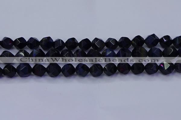 CTE1919 15.5 inches 12mm faceted nuggets blue tiger eye beads