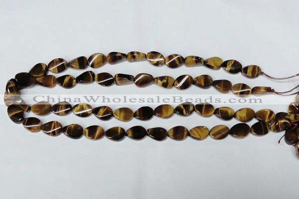 CTE192 15.5 inches 10*14mm twisted oval yellow tiger eye gemstone beads