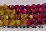 CTE1936 15.5 inches 6mm faceted nuggets mixed tiger eye beads