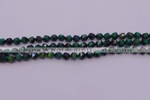 CTE1946 15.5 inches 6mm faceted nuggets green tiger eye beads