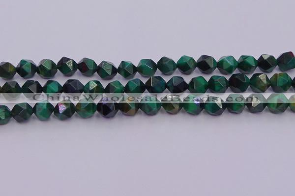 CTE1948 15.5 inches 10mm faceted nuggets green tiger eye beads