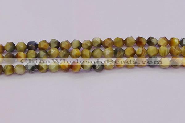 CTE1976 15.5 inches 8mm faceted nuggets golden & blue tiger eye beads