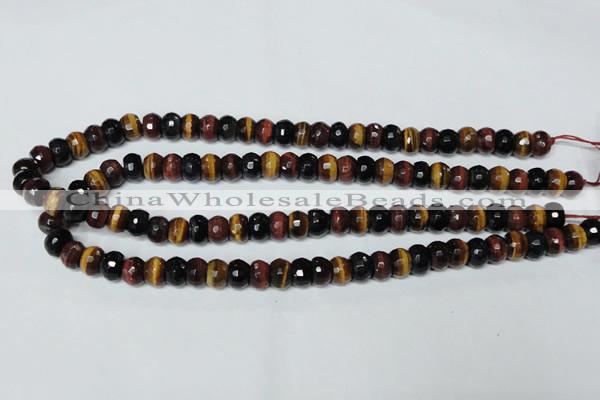 CTE202 15.5 inches 7*10mm faceted rondelle red & yellow tiger eye beads