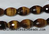 CTE208 15.5 inches 10*14mm faceted rice yellow tiger eye beads