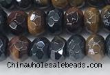 CTE2101 15.5 inches 4*6mm faceted rondelle AB-color mixed tiger eye beads