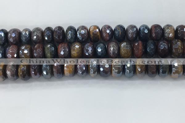 CTE2105 8*14mm faceted rondelle AB-color mixed tiger eye beads