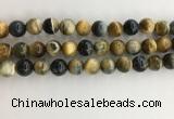 CTE2123 15.5 inches 12mm round golden & blue tiger eye beads