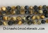 CTE2128 15.5 inches 12mm faceted nuggets golden & blue tiger eye beads