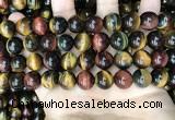 CTE2205 15.5 inches 14mm round mixed tiger eye gemstone beads