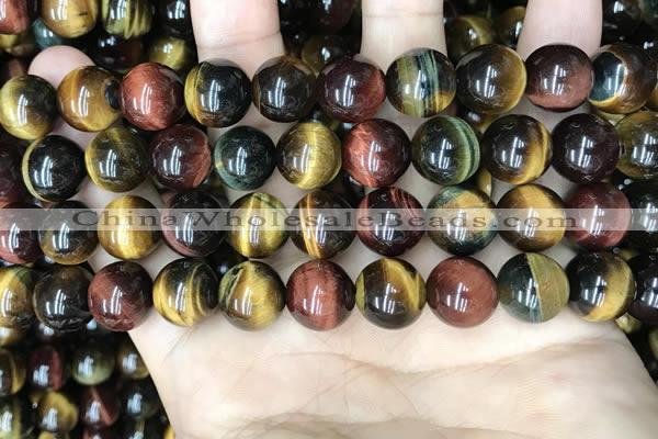 CTE2205 15.5 inches 14mm round mixed tiger eye gemstone beads