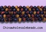 CTE2221 15.5 inches 10mm round colorful tiger eye gemstone beads