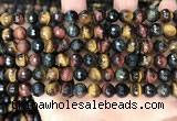 CTE2226 15.5 inches 6mm faceted round colorful tiger eye beads