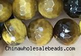 CTE2233 15.5 inches 8mm faceted round yellow tiger eye beads