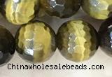 CTE2234 15.5 inches 10mm faceted round yellow tiger eye beads