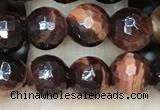 CTE2237 15.5 inches 6mm faceted round red tiger eye beads