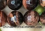 CTE2239 15.5 inches 10mm faceted round red tiger eye beads