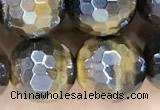 CTE2267 15 inches 10mm faceted round AB-color yellow tiger eye beads