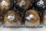 CTE2273 15 inches 12mm faceted round AB-color yellow tiger eye beads