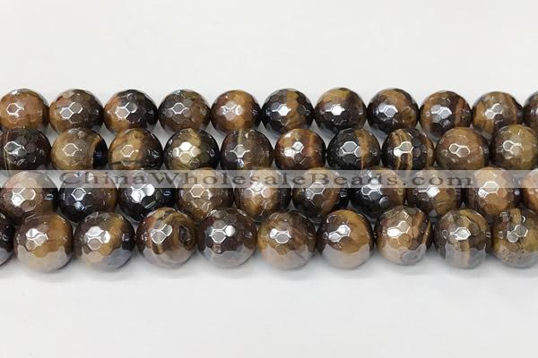 CTE2273 15 inches 12mm faceted round AB-color yellow tiger eye beads