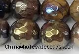 CTE2287 15 inches 10mm faceted round AB-color colorful tiger eye beads