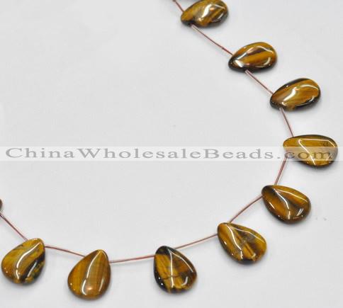 CTE23 20*28mm flat teardrop yellow tiger eye beads Wholesale