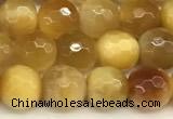 CTE2315 15 inches 6mm faceted round golden tiger eye beads