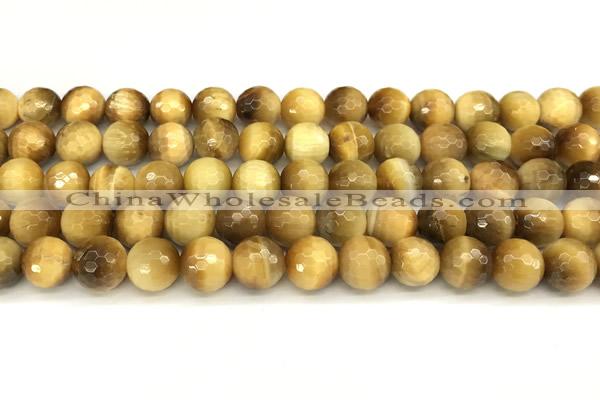 CTE2316 15 inches 8mm faceted round golden tiger eye beads