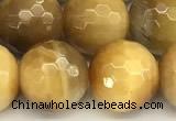 CTE2318 15 inches 12mm faceted round golden tiger eye beads