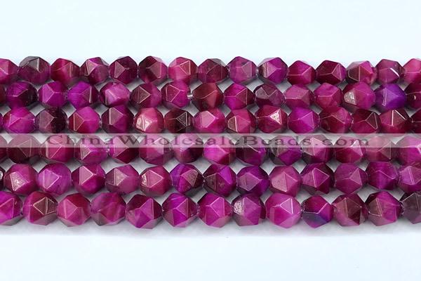 CTE2330 15 inches 8mm faceted nuggets red tiger eye beads, 2mm hole