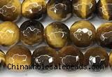 CTE2353 15 inches 6mm faceted round yellow tiger eye beads