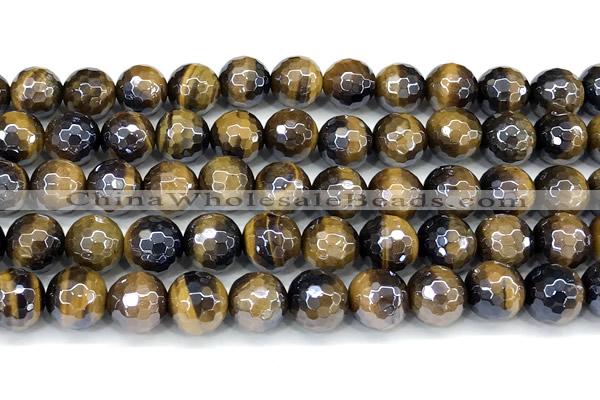 CTE2360 15 inches 10mm faceted round AB-color yellow tiger eye beads