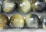 CTE2377 15 inches 8mm faceted round AB-color golden & blue tiger eye beads