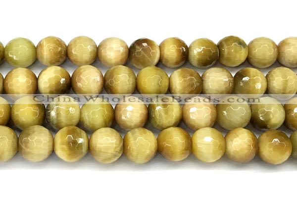 CTE2391 15 inches 12mm faceted round golden tiger eye beads