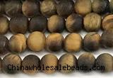 CTE2455 15 inches 4mm round matte yellow tiger eye beads