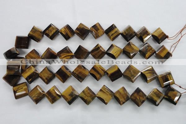 CTE316 15.5 inches 15*15mm faceted diamond yellow tiger eye beads