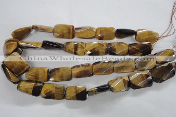 CTE318 18*25mm twisted & faceted rectangle yellow tiger eye beads
