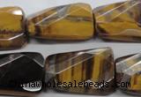 CTE319 20*30mm twisted & faceted rectangle yellow tiger eye beads