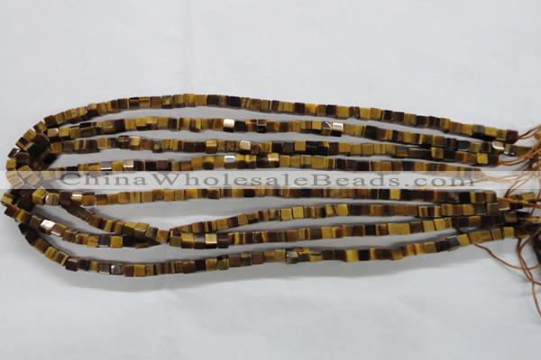 CTE326 15.5 inches 4*4mm cube yellow tiger eye gemstone beads