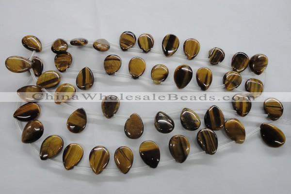 CTE338 Top-drilled 13*18mm flat teardrop yellow tiger eye gemstone beads