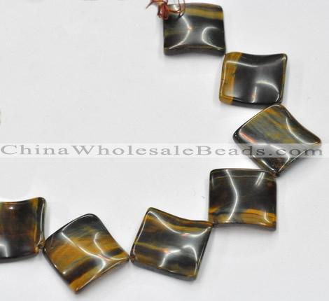 CTE38 15.5 inches 30*30mm twisted square blue tiger eye beads wholesale