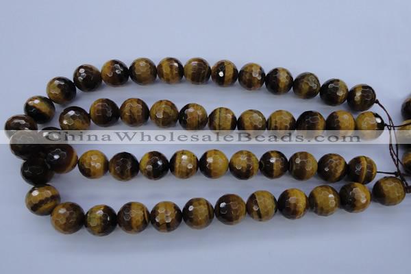 CTE426 15.5 inches 16mm faceted round yellow tiger eye beads