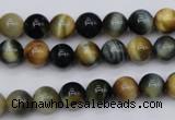 CTE552 15.5 inches 8mm round golden & blue tiger eye beads