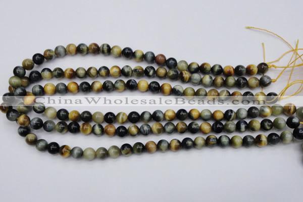 CTE552 15.5 inches 8mm round golden & blue tiger eye beads