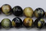 CTE555 15.5 inches 14mm round golden & blue tiger eye beads