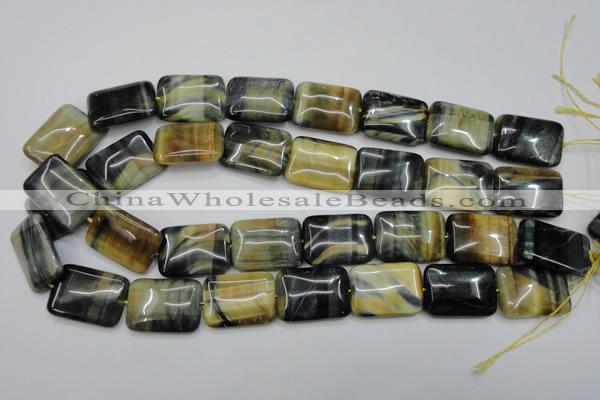 CTE578 15.5 inches 18*25mm rectangle golden & blue tiger eye beads