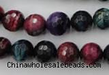 CTE583 15.5 inches 10mm faceted round colorful tiger eye beads